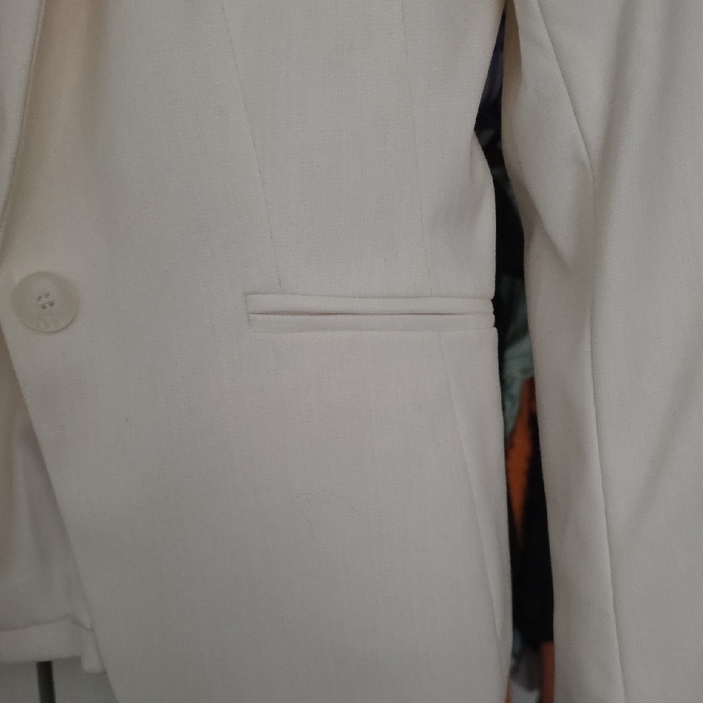 Classic Cream Single-Button Blazer for Women Sz XSmall 17×23 - Picture 5 of 10